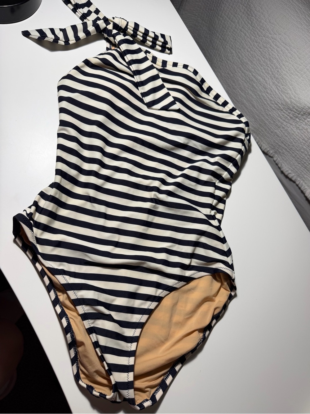 J. Crew Navy and White Striped One-Piece Swimsuit